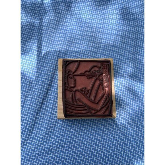 Vintage Rubber Line Art Woman Stamp - Picture 2 of 4